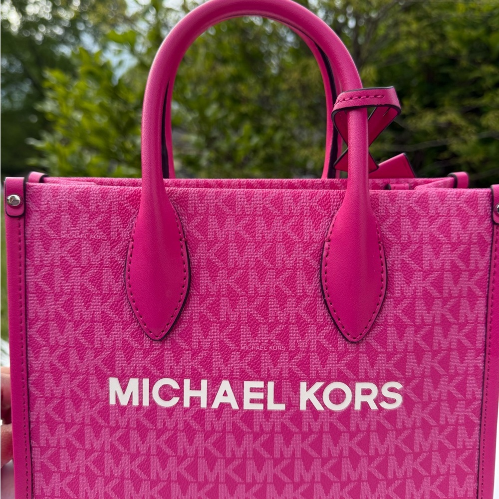 Michael Kors Mirella Small Shopper TZ Tote Crossbody Dragonfruit  mk logo - Picture 10 of 10